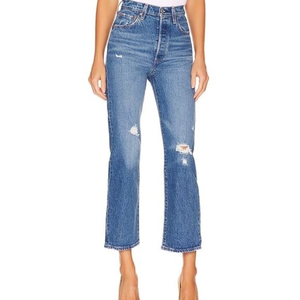 Levi's Premium Ribcage Straight Ankle Jeans Blue Women's Size 26 X 27 Revolve
